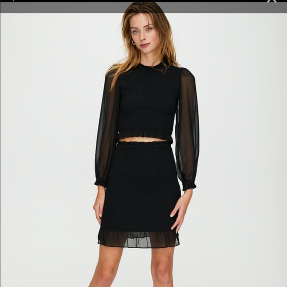 Aritzia Wilfred Ballad Smocked Ruffle Mini Skirt